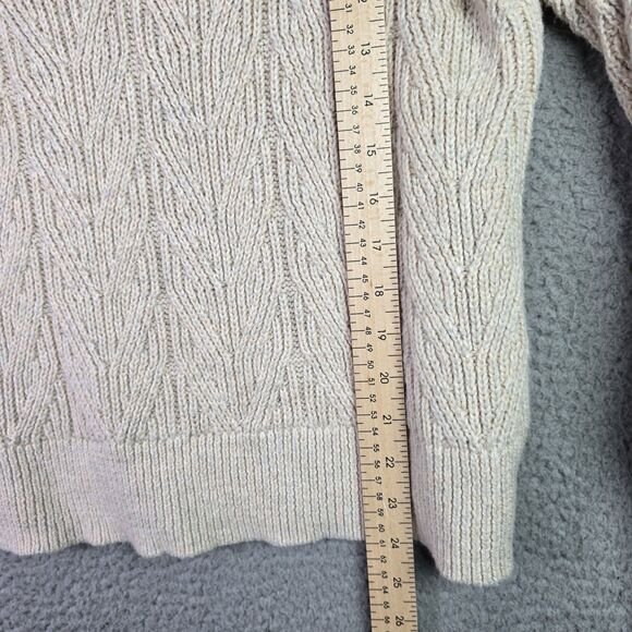 Old Navy Cable Knit Sweater Cream Medium Chunky Raglan Fall Classic Neutral - Picture 6 of 11